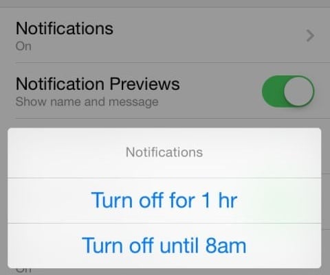 Mute notifications in Facebook messenger