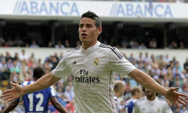 Real Madrid's James Rodríguez arrived from Monaco for £71m.