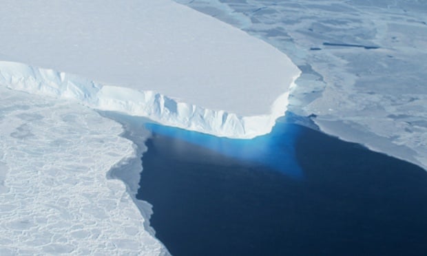 This undated photo courtesy of NASA shows Thwaites Glacier in Western Antarctica.