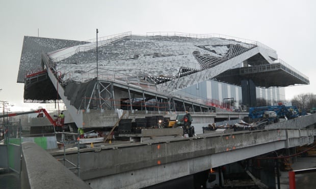 Massive mountain … the building's roof will be accessible via a zig-zagging slalom course of switchback ramps.