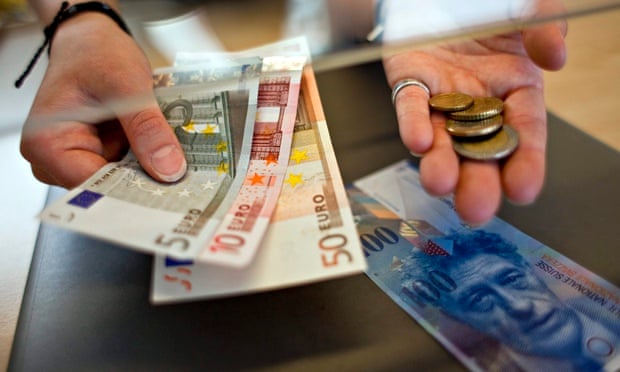 Changing Swiss francs into euros