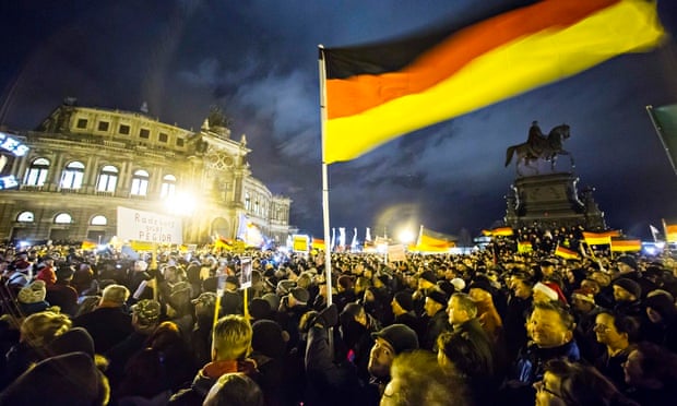 A Pegida rally in Dresden last month