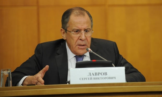 Sergei Lavrov numa conferência de imprensa em Moscou