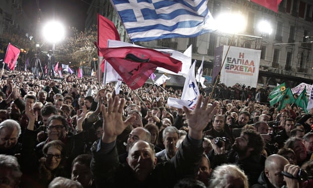 Partidarios Syriza en Atenas