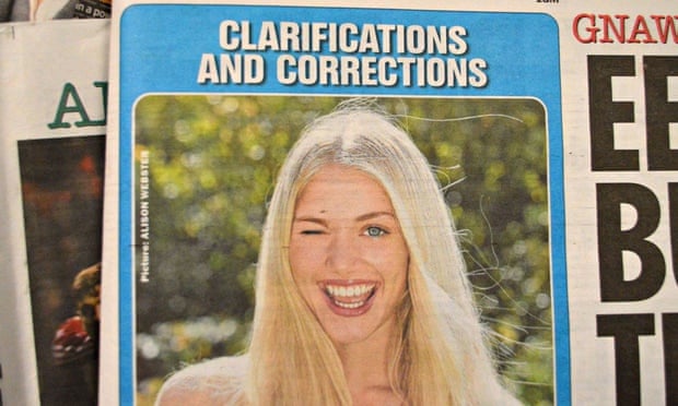 Thursday's Page 3 slot was headlined 'clarifications and corrections'   