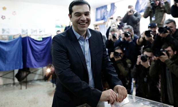 Syriza party leader Alexis Tsipras casts his vote