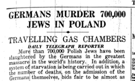 telegraph 1942 holocaust daily london june newspaper headlines death guardian unheralded went story toll massacres two