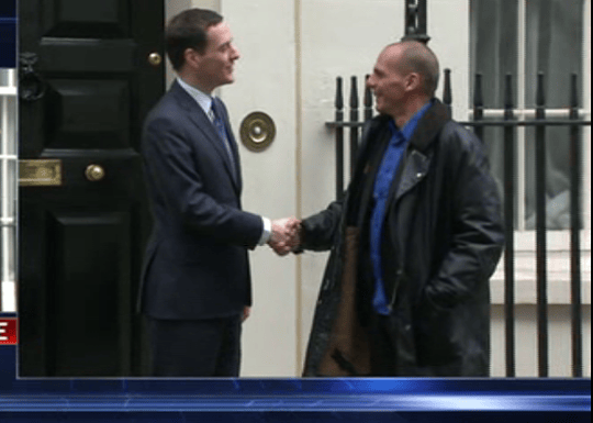 Yanis Varoufakis arriving at Downing Street