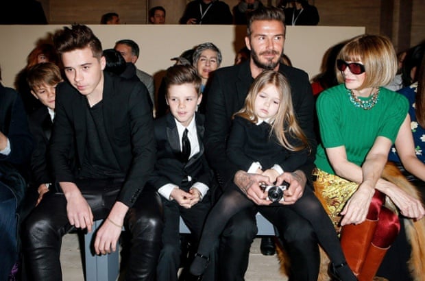 The Beckham family with Anna Wintour at the Victoria Beckham show