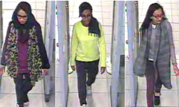 CCTV footage shows Shamima Begun, Amira Abase and Kadiza Sultana walking through security at Gatwick airport before boarding a flight to Turkey.