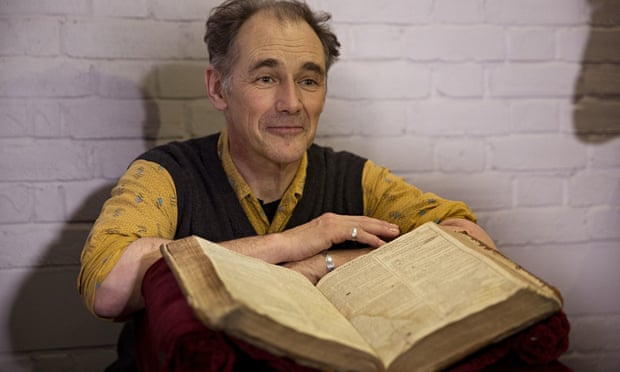 Mark Rylance with Shakespeare first folio