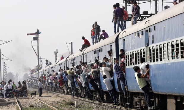 Overcrowded train in India