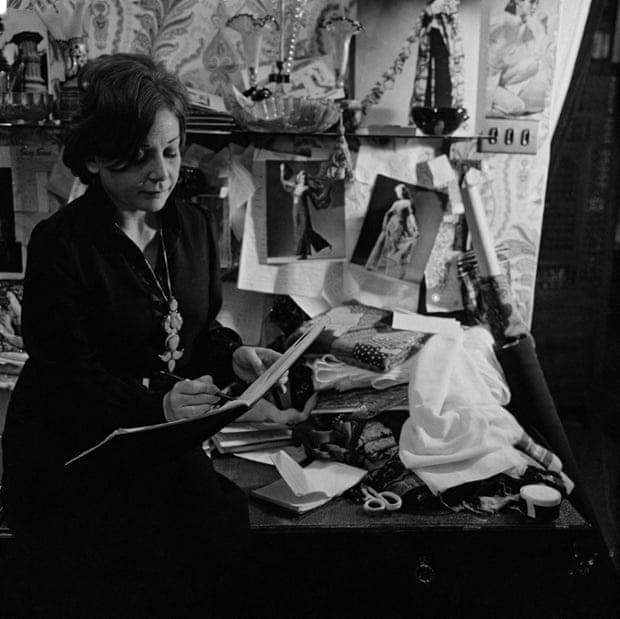 Thea Porter in her workroom at the back of the Greek Street shop.