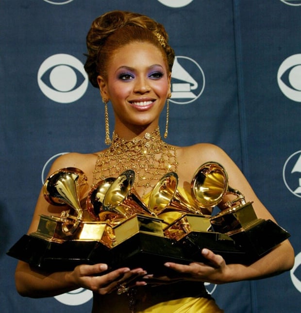 Beyonce with her 2004 Grammys haul.