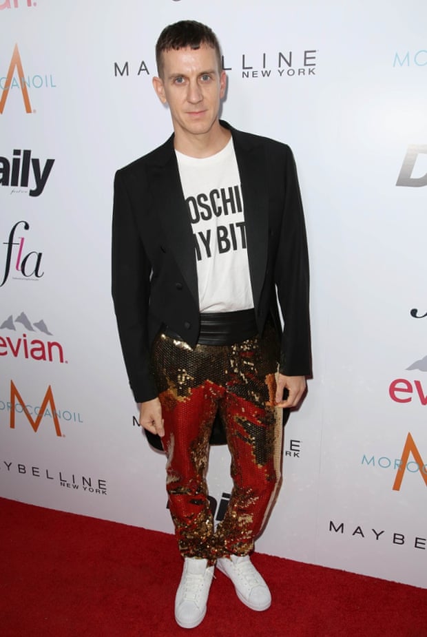 Jeremy Scott in all white Superstars