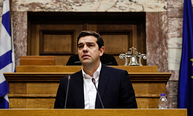 Greece prime minister Alexis Tsipras delivering his first speech at the parliamentary session of the