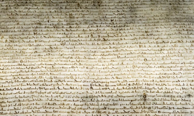 A section of the Magna Carta that was found in a London tailor's shop in the early 17th century.