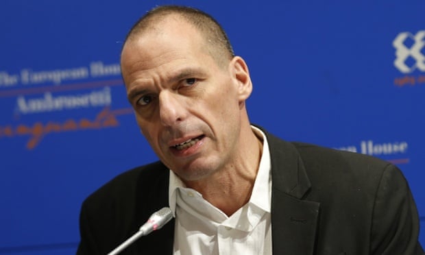 Greece's finance minister, Yanis Varoufakis, speaking in Italy on 14 March.