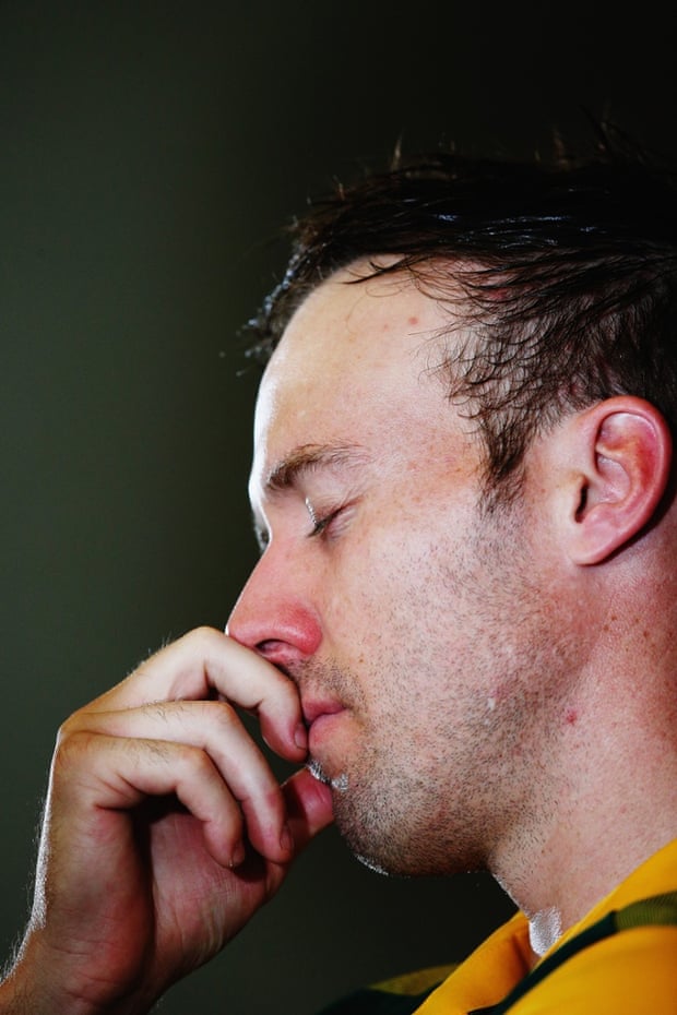 AB de Villiers of South Africa composes himself.