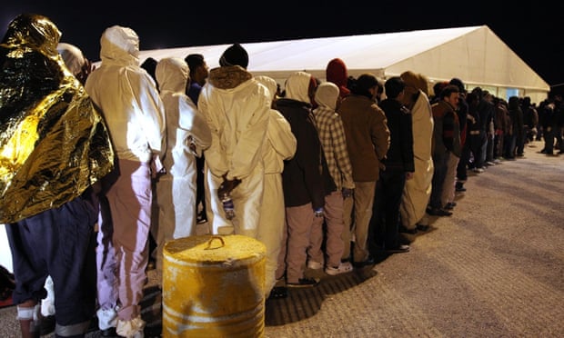 Rescued migrants in Sicily