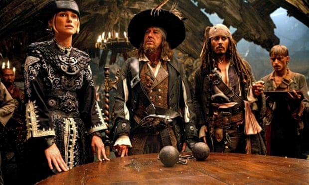 Geoffrey Rush, centre, in Pirates of the Caribbean: At World's End.