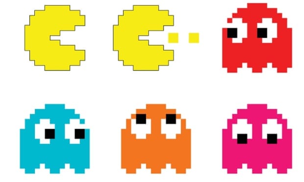 Pac-Man and ghosts.