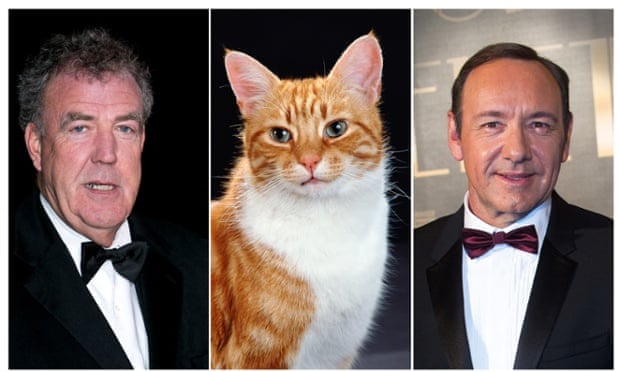 A litter-ny of feline films on the way ... Jeremy Clarkson, Shannon the cat and Kevin Spacey.