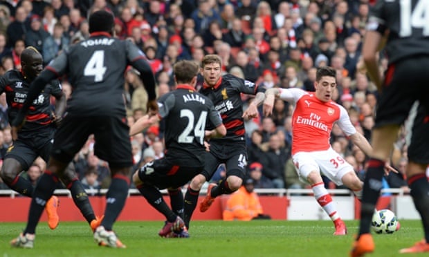 bellerin scores arsenal goal against liverpool right back left foot