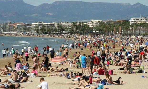 The beach at Salou in Catalonia, Spain, on Saturday.