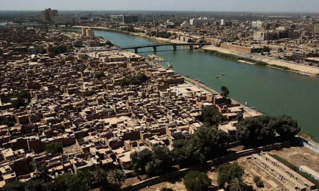 The River Tigris River running through downtown Baghdad in 2013.