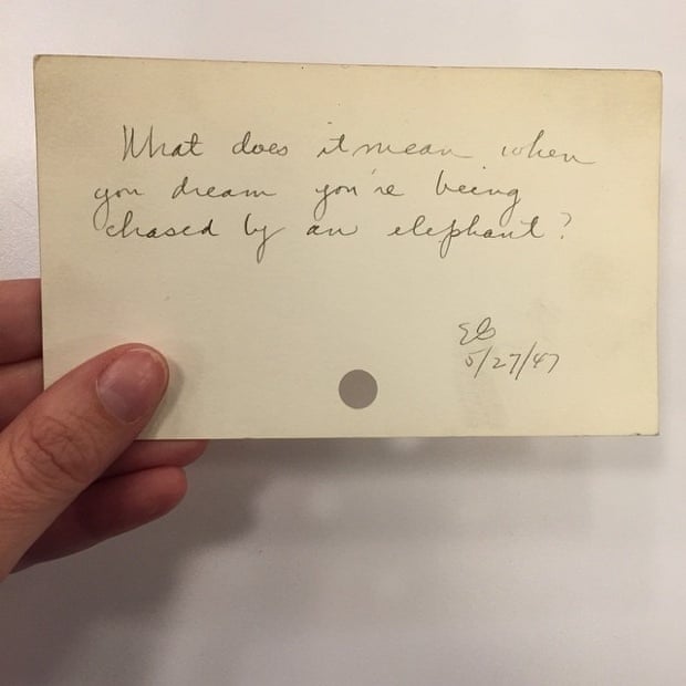 “What does it mean when you dream you’re being chased by an elephant?” 5/27/47