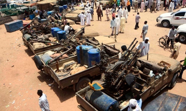 Military equipment allegedly seized during a battle in the contested area of south Darfur, Nyala, Sudan, on 4 May.