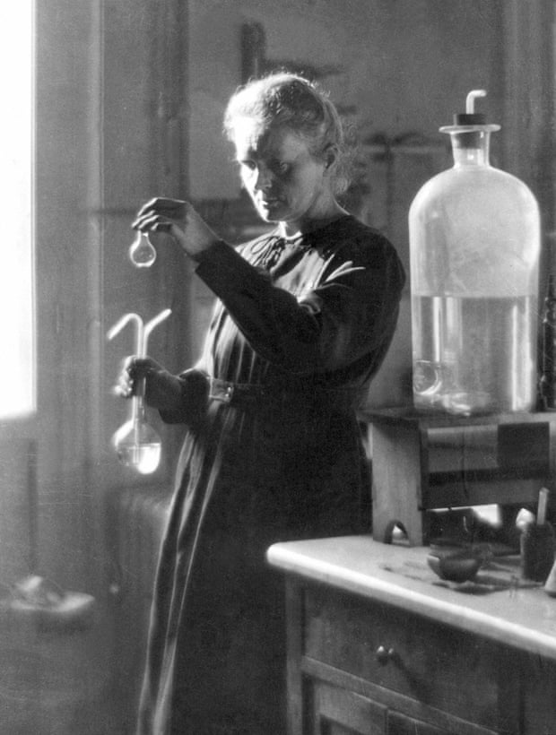 Marie Curie working in her laboratory in Paris in 1925.