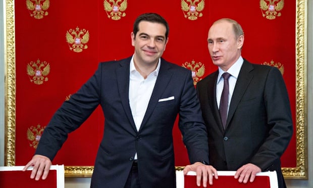 Alexis Tsipras with Vladimir Putin in Moscow.