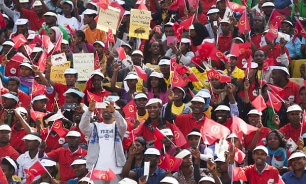Supporters of the ruling Ethiopian Peoples Revolutionary Democratic Front at a pre-election rally