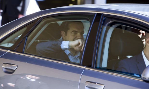 Alexis Tsipras leaving the talks.