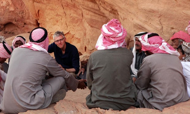 Tom Holland with Bedouin in Wadi Rum, Jorda in the Channel 4 documentary Islam: The Untold Story
