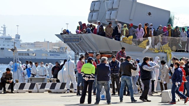 Mediterranean migrant boat disaster victims bodies arrive in.