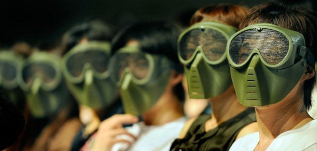 masks during the premiere