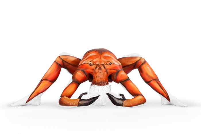 A contortionist takes shape to create a crab