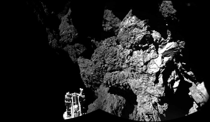Rosetta’s lander Philae is safely on the surface of Comet 67P/Churyumov-Gerasimenko, as these first two CIVA images confirm. One of the lander’s three feet can be seen in the foreground. The full panoramic from CIVA will be delivered in this afternoon’s press briefing at 13:00 GMT/14:00 CET.