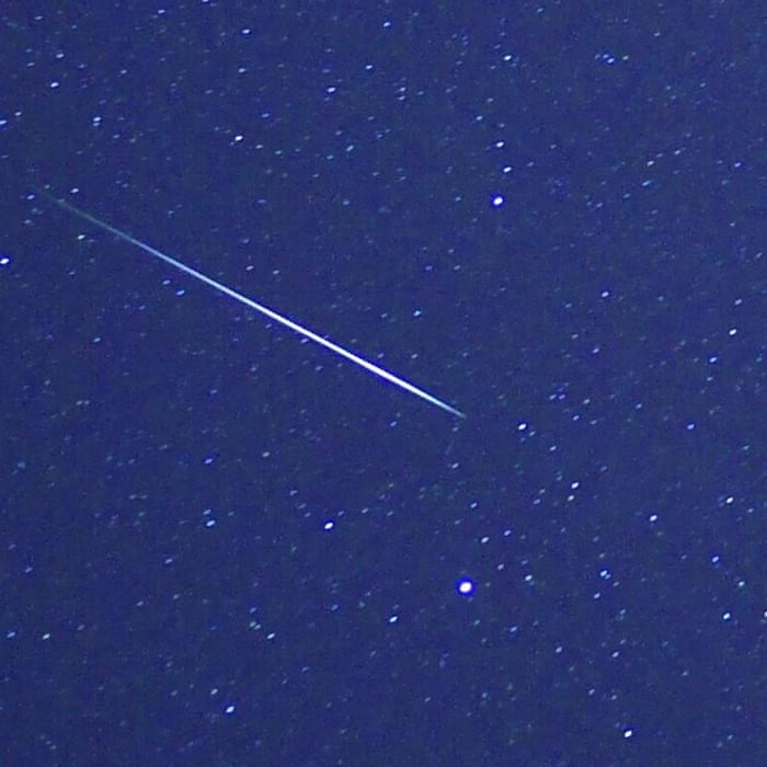 Geminids meteor over Southsea beach near Portsmouth. Sky-watchers have braved freezing temperatures to enjoy a celestial firework display as one of the year's most spectacular meteor showers reached its fiery peak. Clear skies, which sent the thermometer plunging, ensured a good view of the Geminid meteor shower.