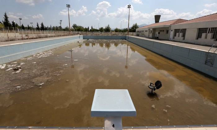 An abandoned training pool for athletes at the Olympic village.