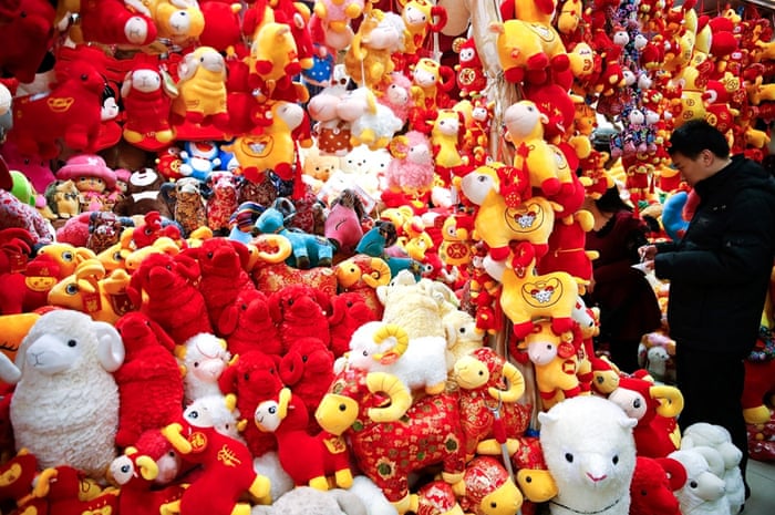 Decorations on sale for the upcoming Year of the Sheep celebrations