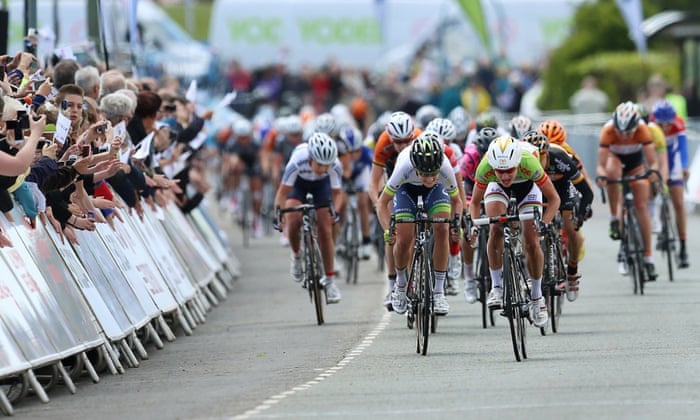 Photo: Marianne Vos leads the way at the 2014 Women’s Tour of Britain. Photograph: Gareth Fuller/PA . 