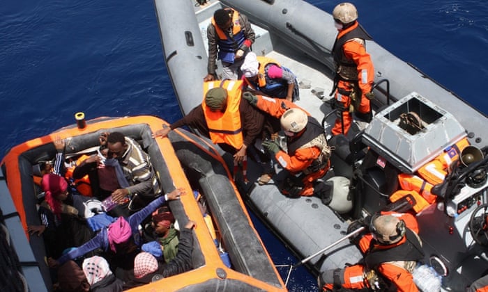 German defence forces rescue migrants from the Mediterranean.
