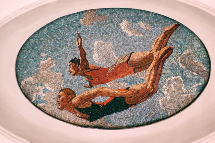 Detail of a ceiling mural at Mayakovskaya Station