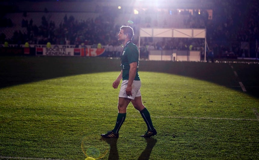 March 15: Ireland’s Brian O’Driscoll walks on the field after his team defeated France in their Six Nations match at the Stade de France in Saint-Denis, near Paris – his last match for Ireland