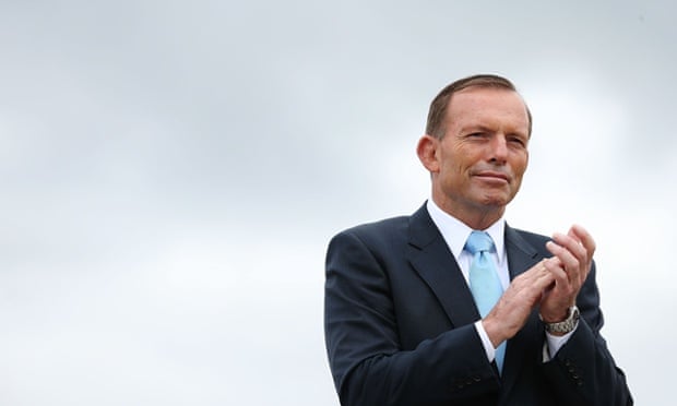 Tony Abbott at an Australian flag raising and citizenship ceremony in Canberra.