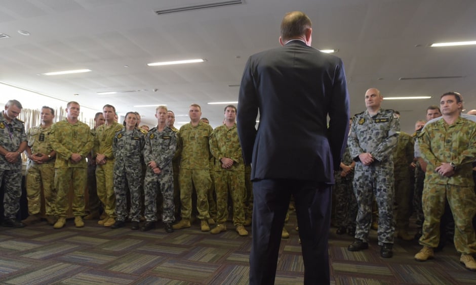 Tony Abbott speaks to troops